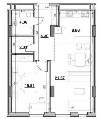 2-room apartment for sale in the residential complex America / V.Velykogo st. / 60