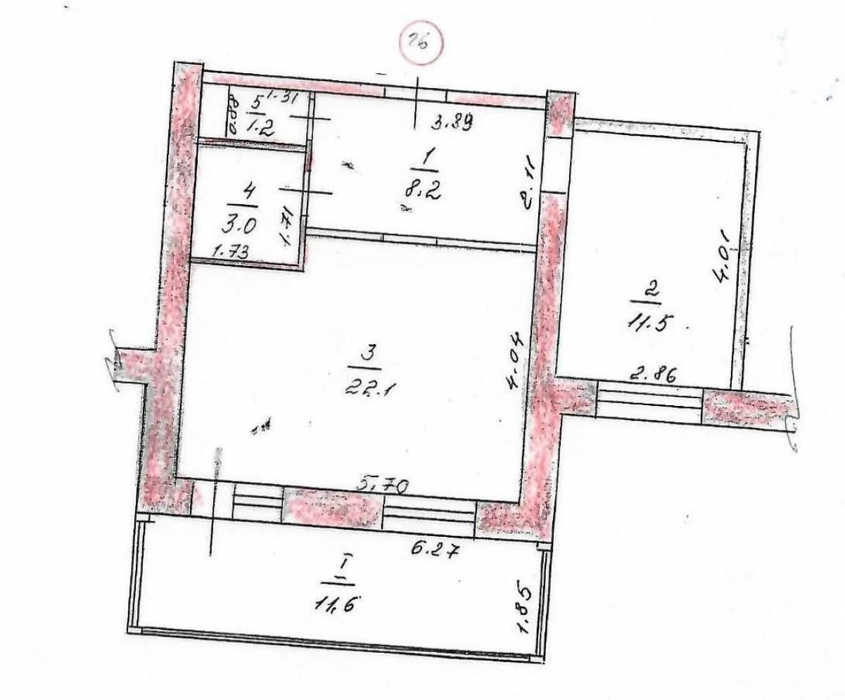Продаж 1-к квартири м.Вишгород, вул.Кургузова, 11.    57000