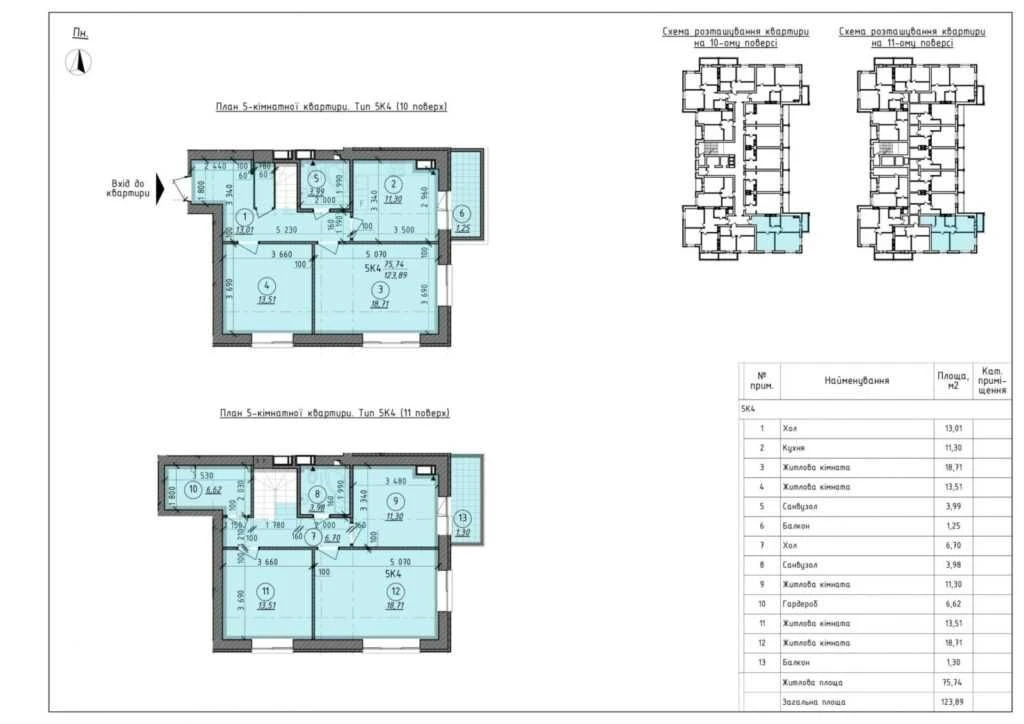 Two-Level Apartment 123.89 m2 from Developer in Installment