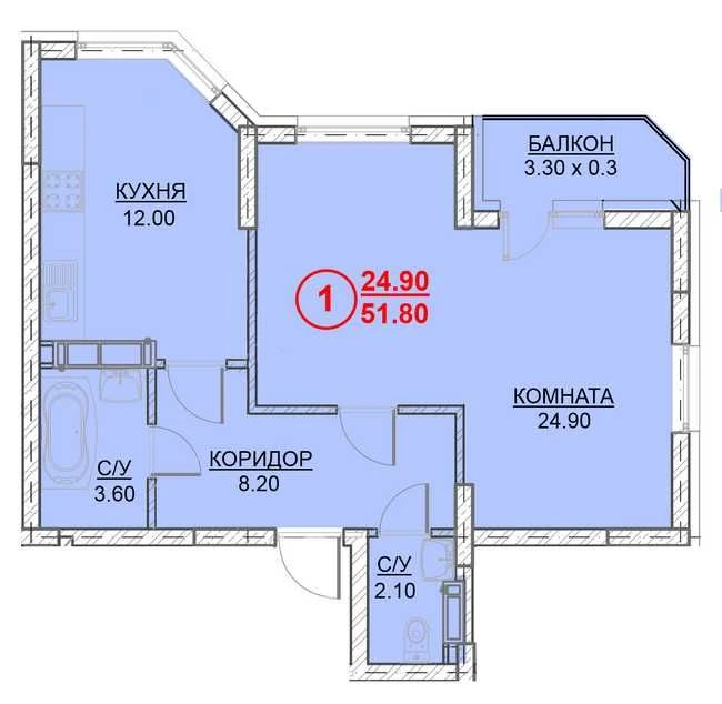 Видова 52 м²/кв, Комфорт-клас, без посредників, Велесгард
