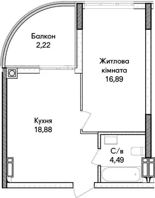 Квартира 1-к в Ирпене в рассрочку на 3 года, 16 078 грн/месяц