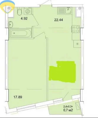 Квартира 44 м² ЖК «Итака»/ Чубаевская/ 7 ст. В. Фонтана