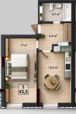 1-bedroom apartment in Irpin City Residence - without commission