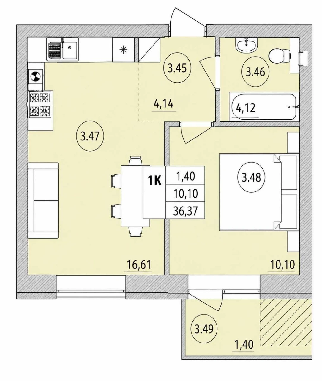 1-кімнатна квартира 36,37 м² в ЖК "Бургундія 3", Ірпінь