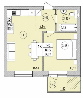 1-кімнатна квартира 36,37 м² в ЖК "Бургундія 3", Ірпінь