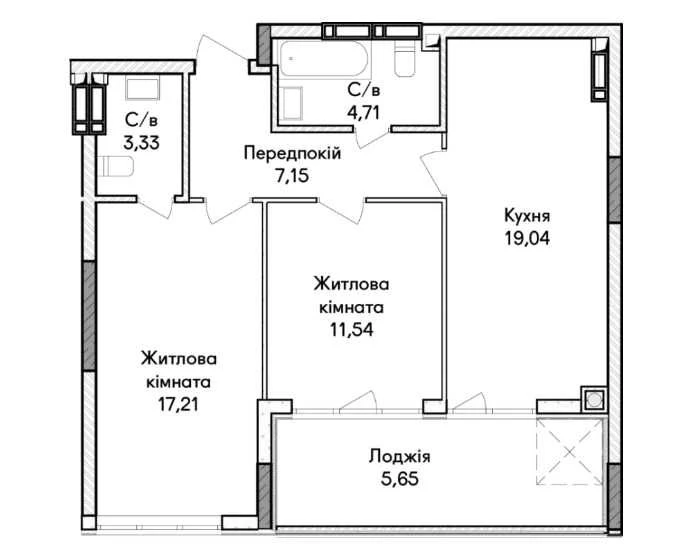 Квартира з газом. На території школа, поруч дит. садок. МОН