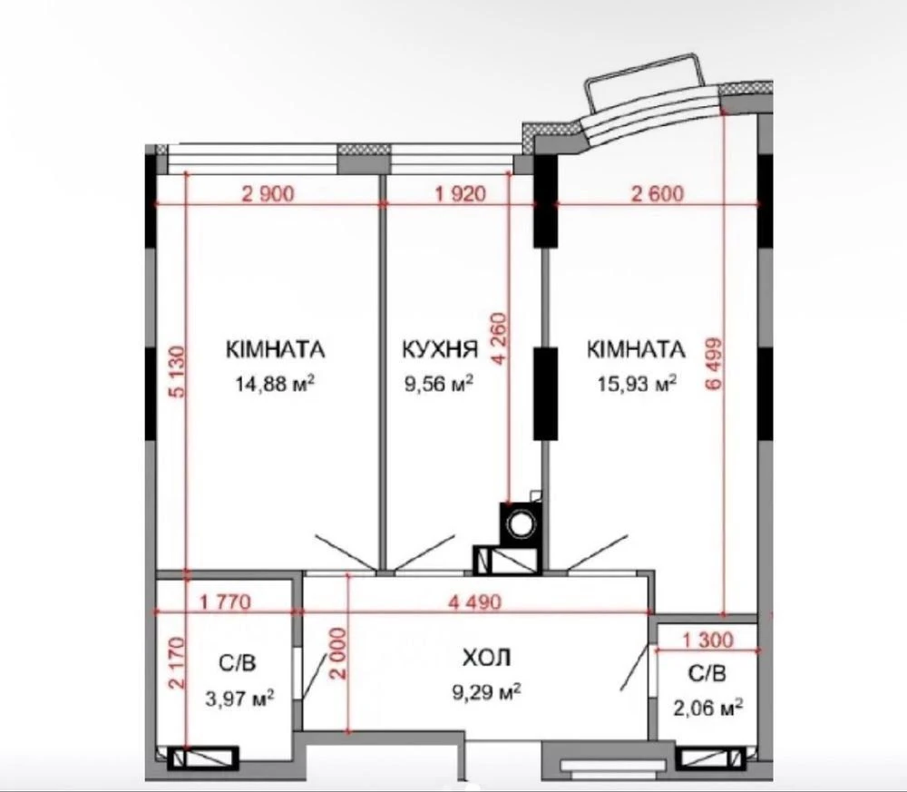 No commission! Two-bedroom apartment with a view of Park Pravika in