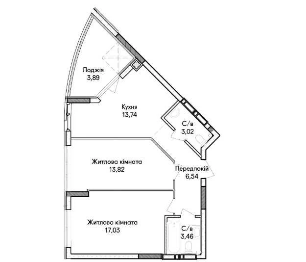 Продаю простору 2-квартиру 61.5 м² в розстрочку на 48 міс