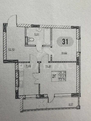 Квартира в ЖК River Port, 2-кімнатна, 54 м²