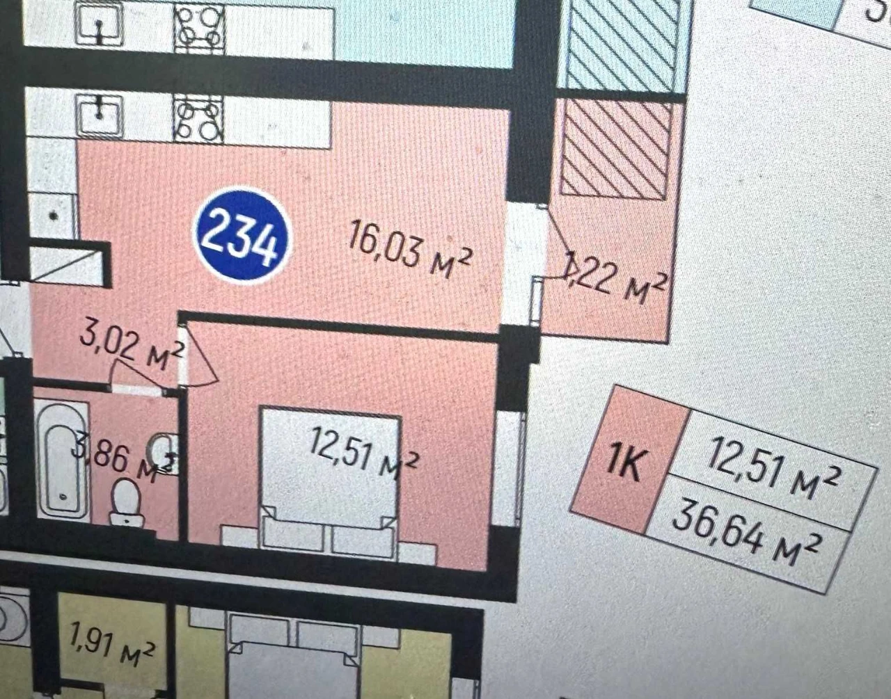 1-кімнатна 37 м² у ЖК «Бургундія 3» в Ірпені - окрема спальн