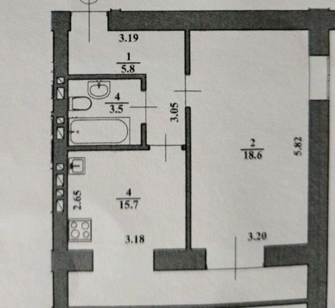 For Sale 2-bedroom apartment 44 sq.m +30% RENOVATED, can be used with a Certificate, Vacant