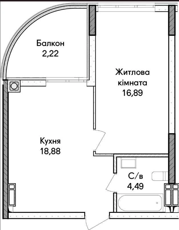 1-bedroom apartment for rent for 3 years - 25,400 UAH/month