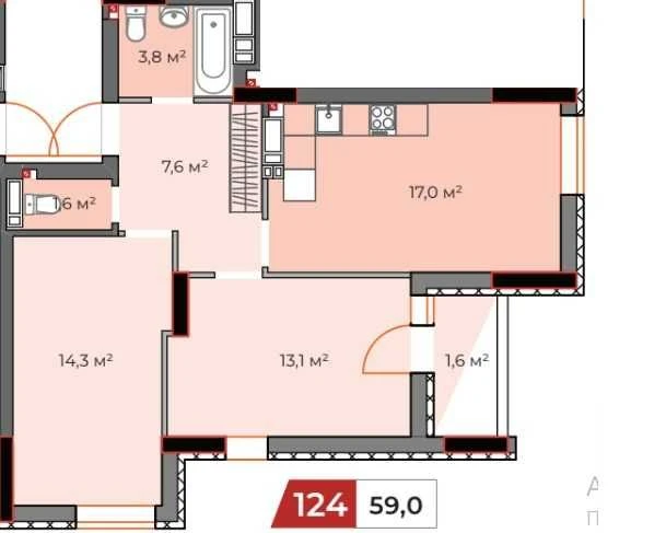 Two-bedroom apartment, Payment plan available
