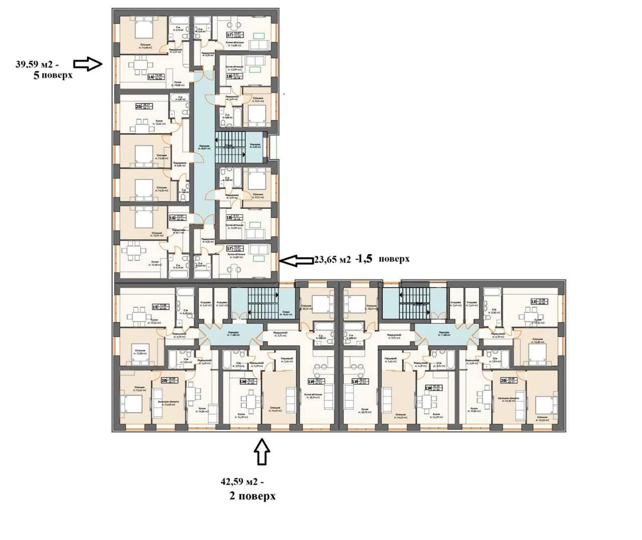 No commission | Residence "10AVENUE" | 1-bedroom | 39.59 m² | 5th floor