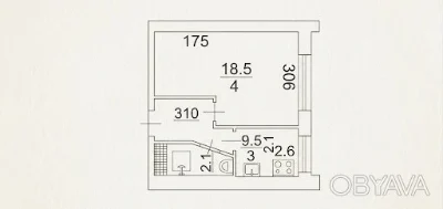 1-комнатная квартира, 21.3 кв.м