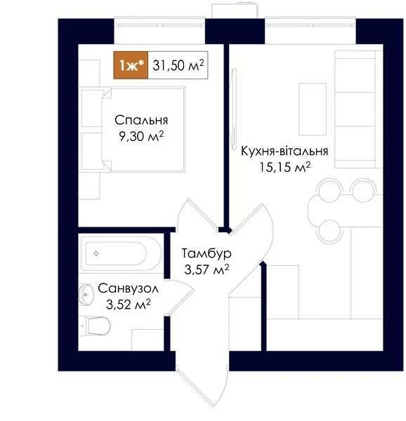 Apartment in new building, unfurnished, with documents, Irpin Center
