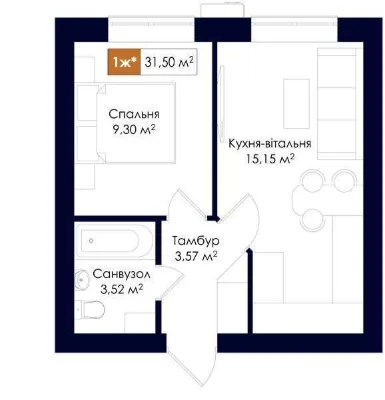 Apartment in new building, unfurnished, with documents, Irpin Center