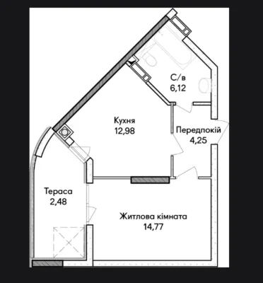 1-комнатная квартира с террасой в ЖК "Синергия Сіті", бизнес класс