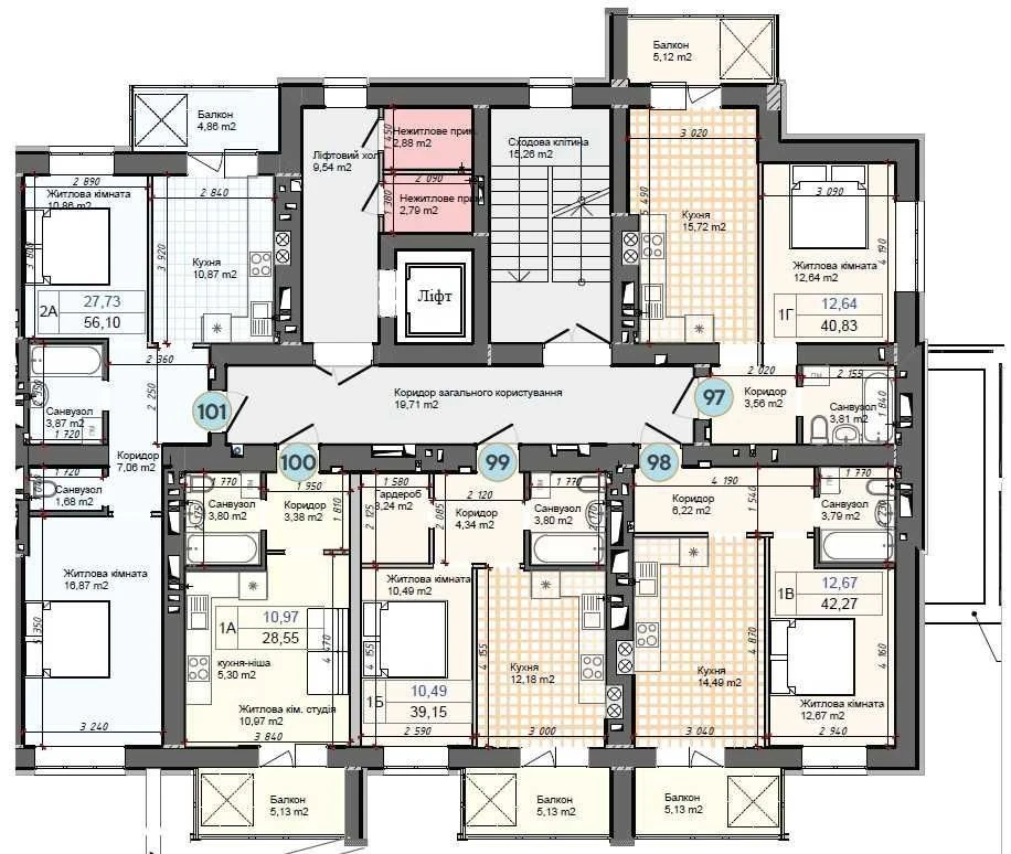 Irpin, sale of a 1-room apartment 38 sq.m. in the Olimp 3 residential complex on Soborn street