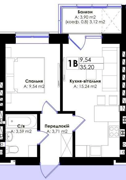 1к квартира біля Центрального парку у безвідсоткове розтермінування