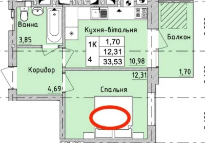 Продається однокімнатна квартира, 34 м², індивідуальне газове опалення