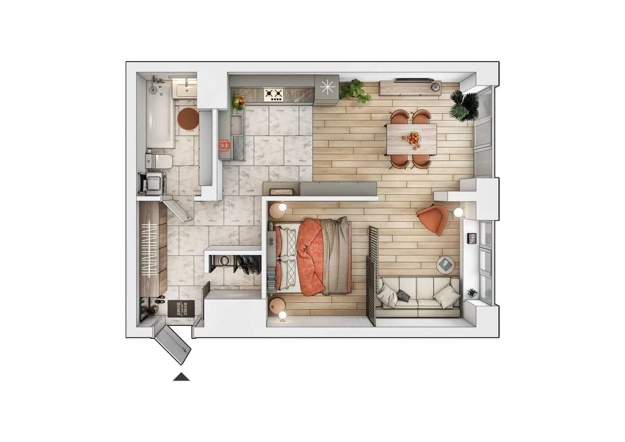 Euro 2-room apartment in Mюнхаузен 2 residential complex. Payment in installments up to 45 months. First