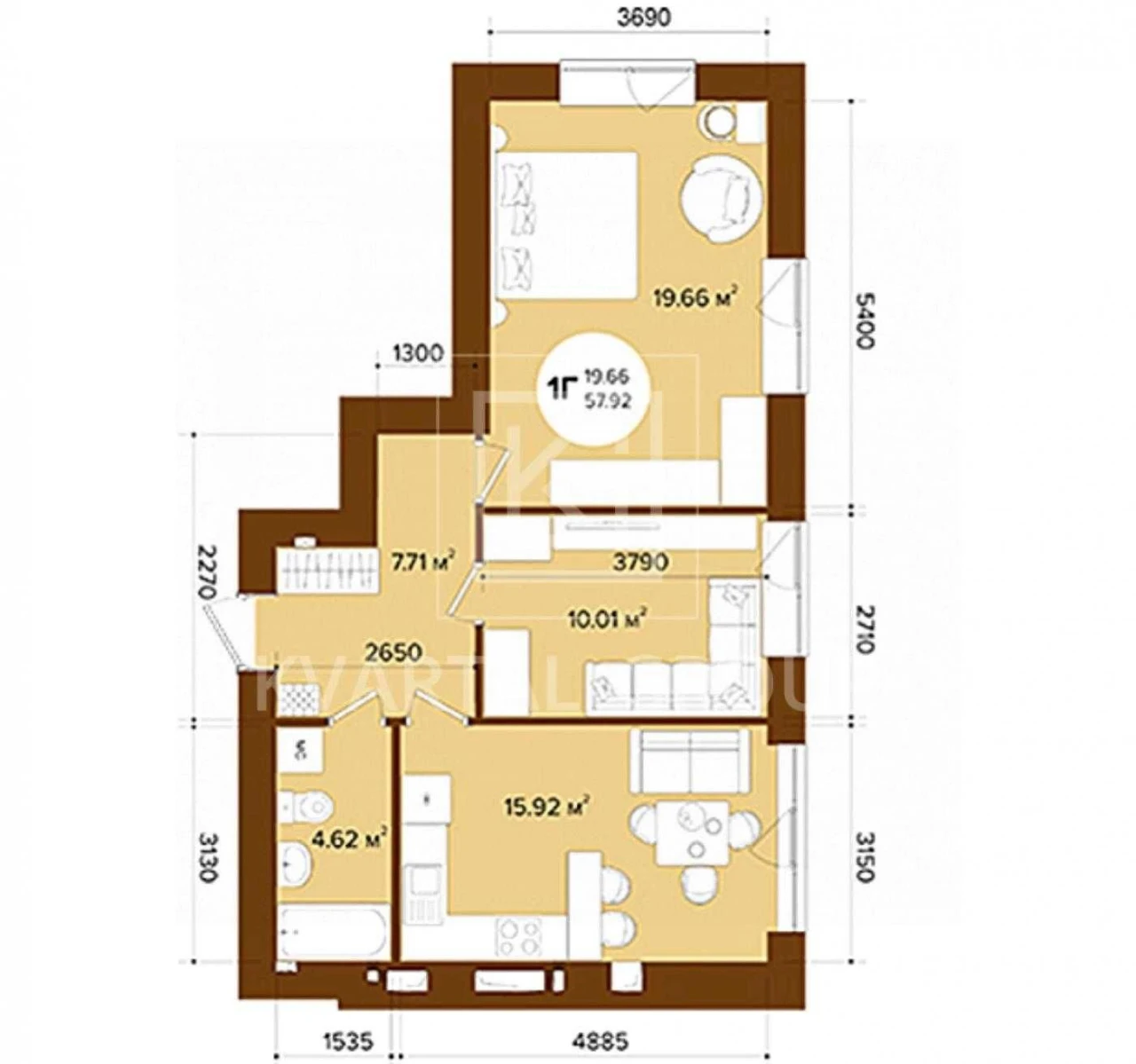 Two-bedroom apartment in the city center, under renovation, ЖК Фаворит