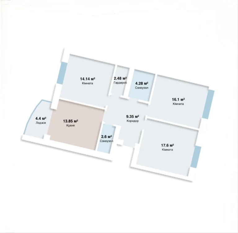 3-room apartment in a quiet location, infrastructure nearby! Gas, heated floor.