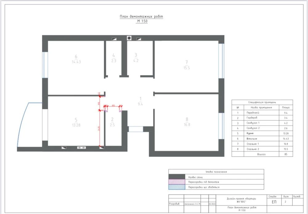 Irpin! Full 3-room apartment with gas! Partial renovation!