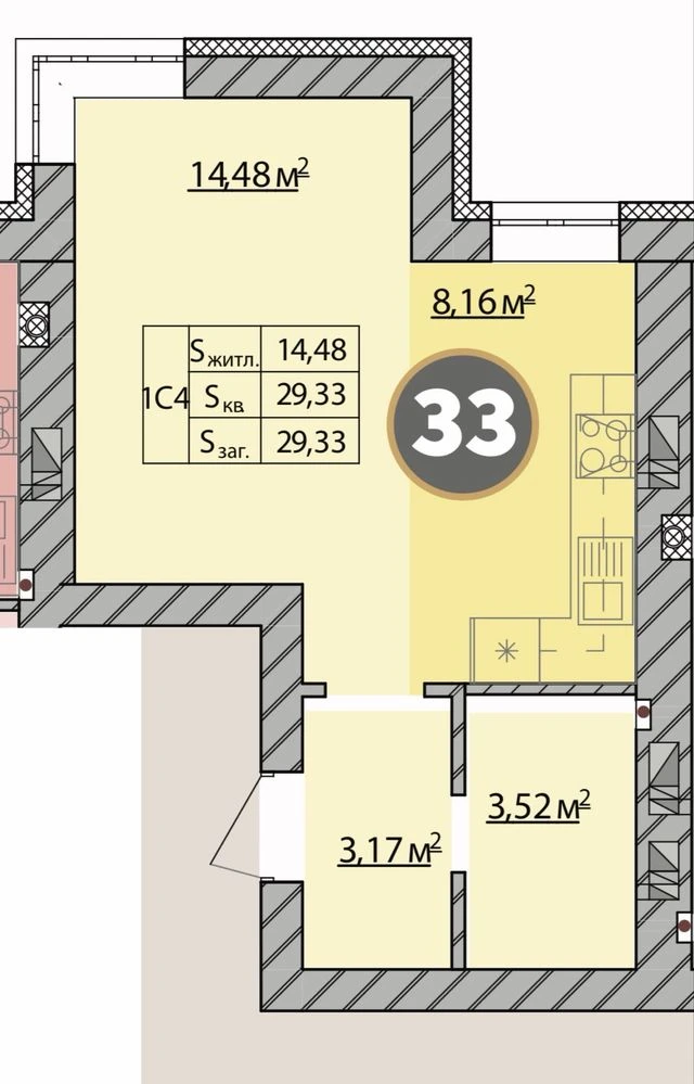 1-bedroom apartment 30 sq m | Residence "Molodist" | Irpin | Closed
