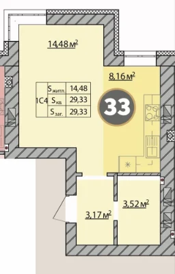 1-bedroom apartment 30 sq m | Residence "Molodist" | Irpin | Closed
