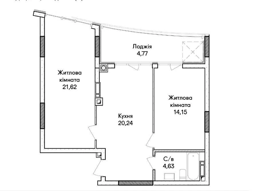 Two-room apartment for sale, Irpin. New construction under renovation