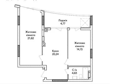 Two-room apartment for sale, Irpin. New construction under renovation