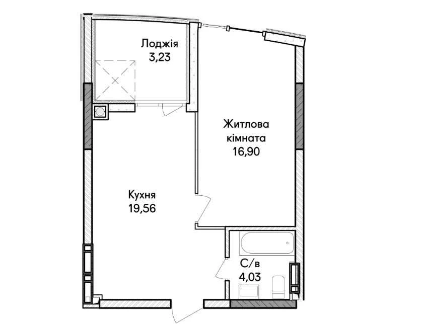 1-bedroom apartment in the Synergy residential complex. Installment plan for 3 years - 23,026 UAH/