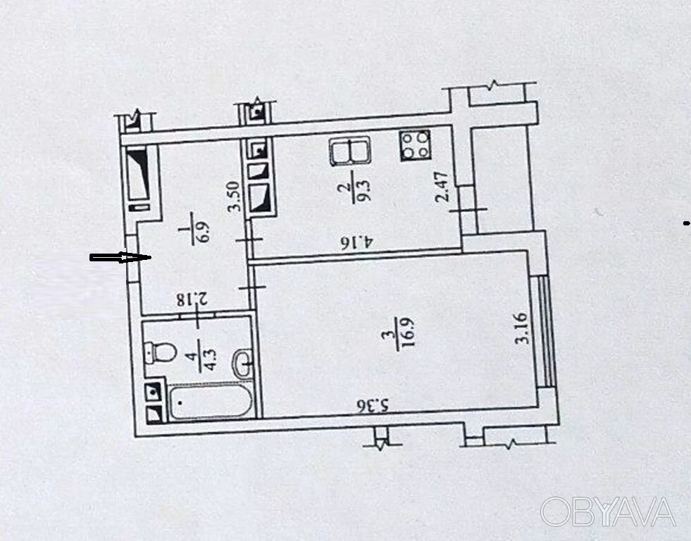1-room apartment, 39 sq. m