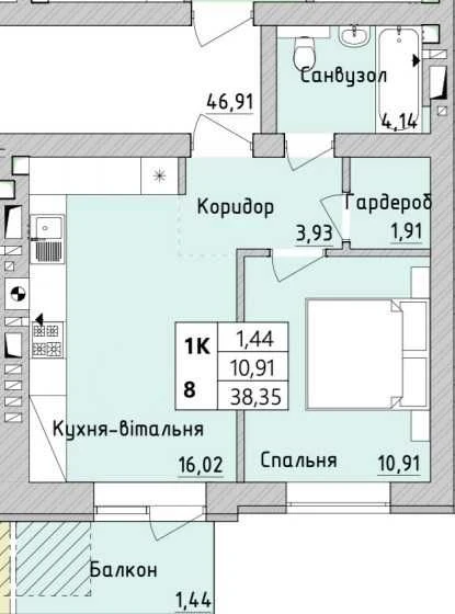 Urgent! Luxurious EURO-DUO apartment 38.35 sq m - 3rd floor in Burgund
