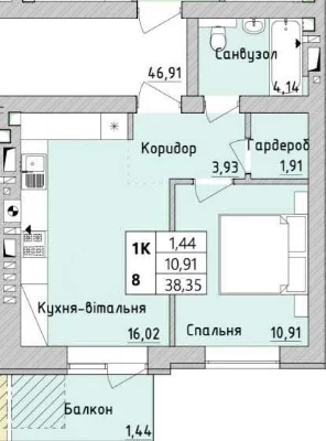 Urgent! Luxurious EURO-DUO apartment 38.35 sq m - 3rd floor in Burgund
