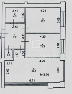 Продається 2-кімнатна квартира 60,6 м² в ЖК «Центральний Преміум»