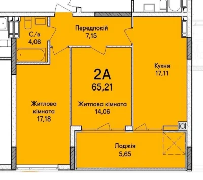 Synergy City! 2-bedroom apartment 65.21 m², without