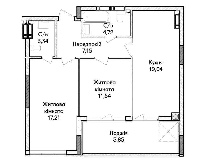 2-room apartment in the "Synergy City" residential complex! Best for investment, B