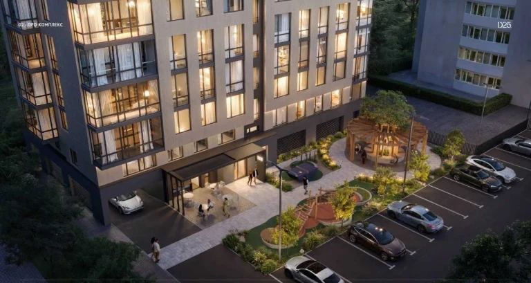 1-bedroom apartment 37 sq m in the center of Irpin, D25 business class residential complex, view.