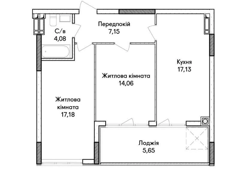 2-room apartment 65 m² under єОселя! New block, excellent layout
