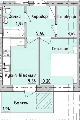 Продаж 1-кімнатної квартири 35 м² з газовим опаленням, серед