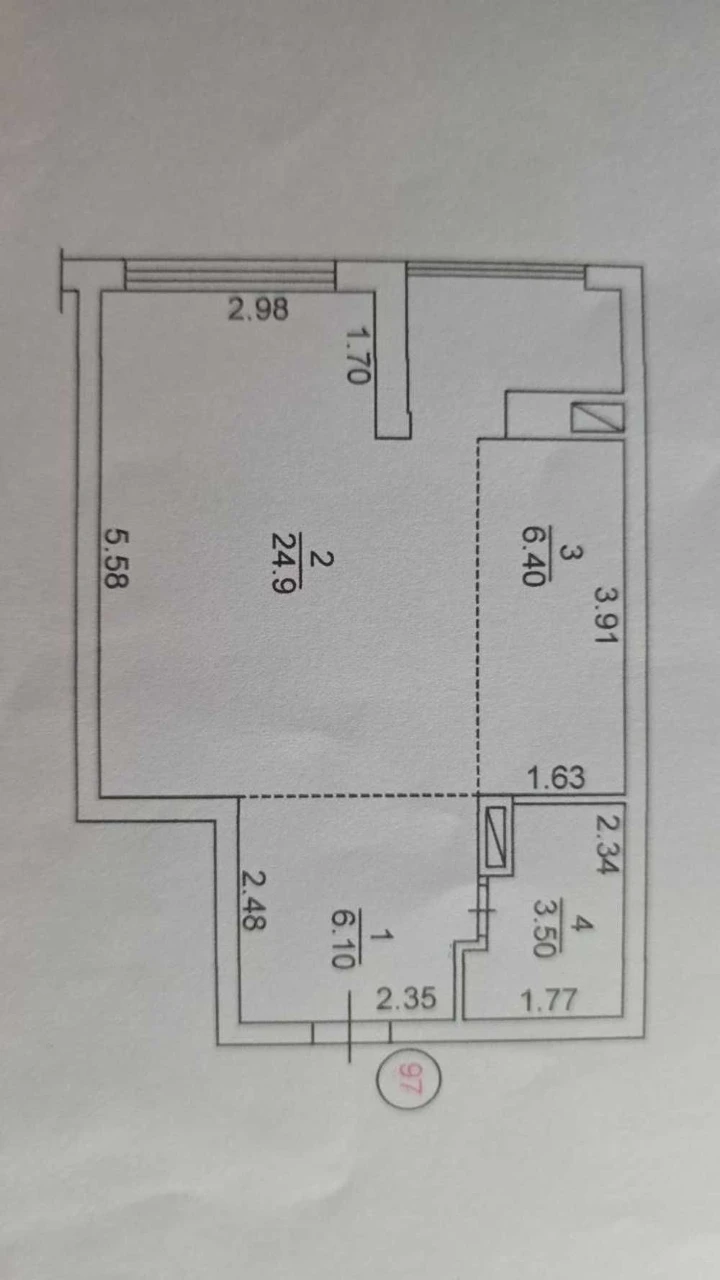 Продається 1-кімнатна квартира 41 м² з початковим ремонтом за 7 км від Києва