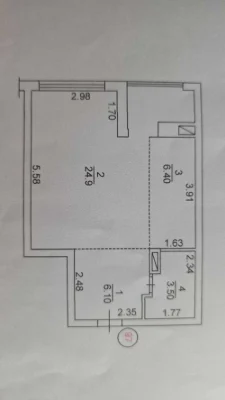 Продається 1-кімнатна квартира 41 м² з початковим ремонтом за 7 км від Києва
