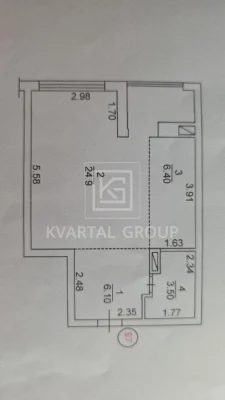 Продается 1-комнатная квартира 41 м2 с косметическим ремонтом в ЖК Скай.