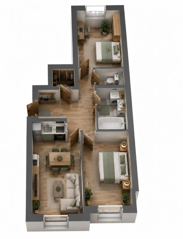 Two-bedroom apartment in the city center