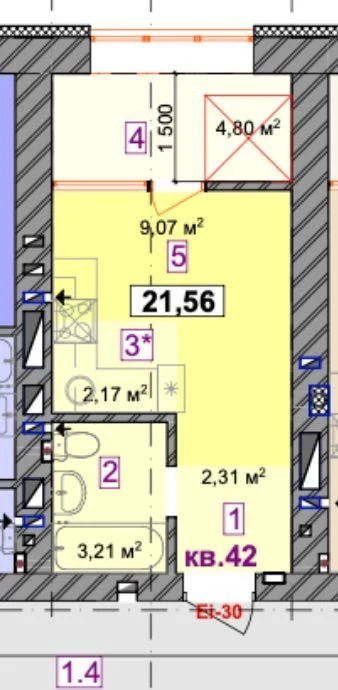 Studio apartment available under state programs and discounts
