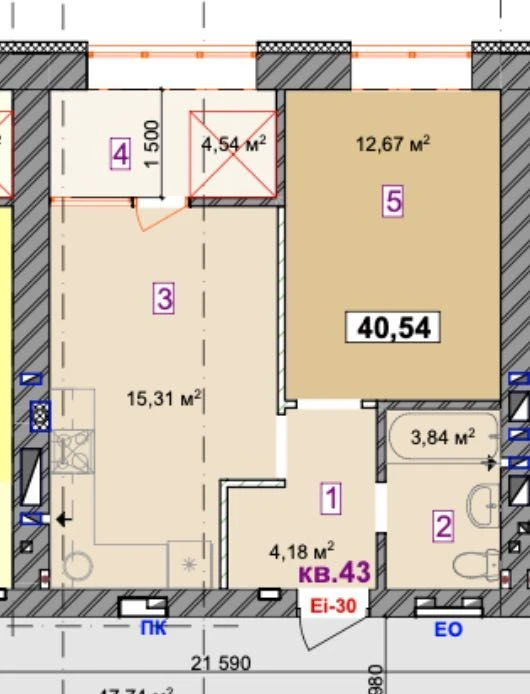1-bedroom apartment in the ЖК Молодість, installment payment available