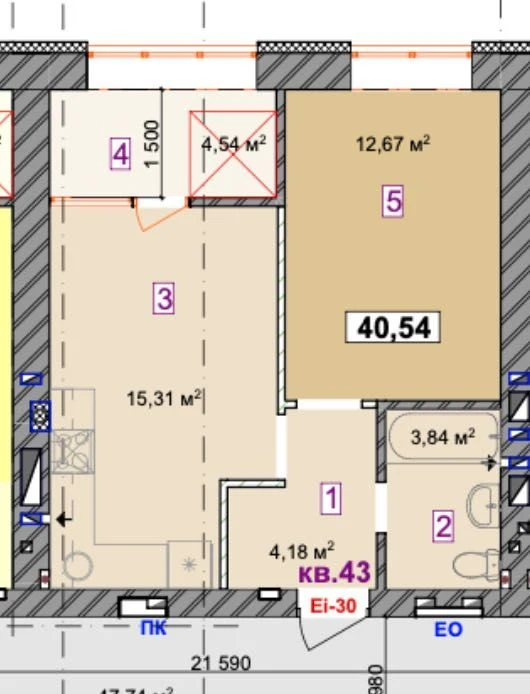 1-bedroom apartment in the ЖК Молодість, installment payment available